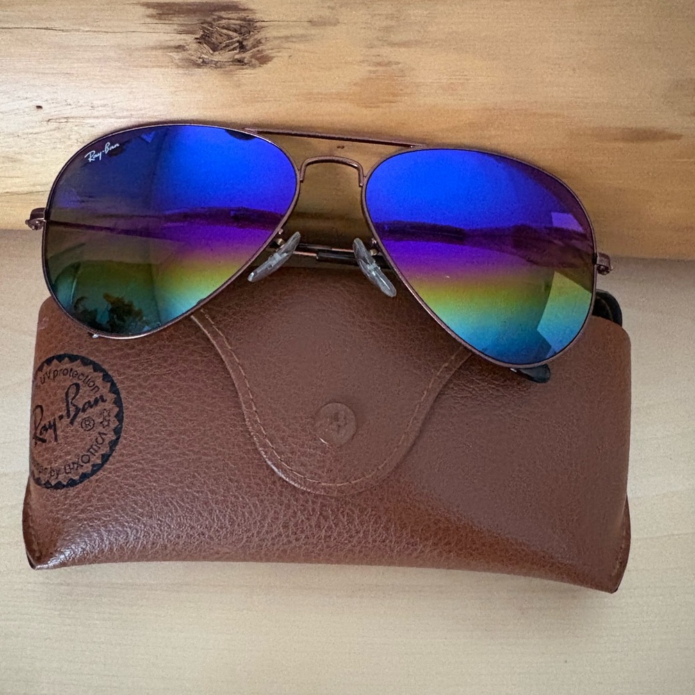 Ray-Ban Aviator Sunglasses Large Blue Gradient Mirror flash 3032 9019/C2 58.